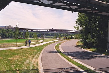 East River Flats' separate roadway and paths