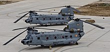 Two Indian Air Force CH-47F Chinooks in March 2019 Induction of Boeing Chinook - CH 47 F(I) helicopters in Indian Air Force.jpg