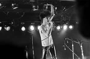 Thirlwell singing on stage at the Rathskeller in Boston, 1985