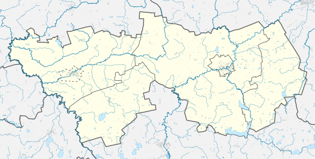 Mapa konturowa powiatu lidzbarskiego, po prawej znajduje się punkt z opisem „Bazylika Nawiedzenia Najświętszej Maryi Panny w Stoczku Klasztornym”