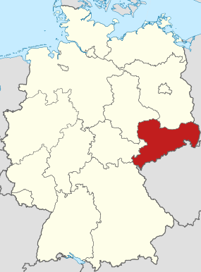 Localização de Saxônia na Alemanha