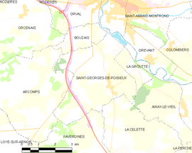 Mapa obce Saint-Georges-de-Poisieux