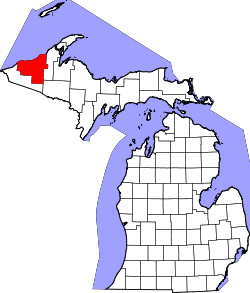 Karte von Ontonagon County innerhalb von Michigan