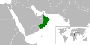 Map of Oman and surrounding region