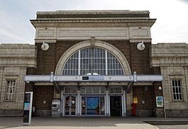 Margate railway station entrance Margate Kent England.jpg