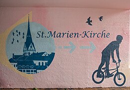 Detailansicht St. Marien-Kirche im Mauseloch Flensburg nach der Neugestaltung des Künstlers Sven Schmidt 2017 (Detail Ansicht)