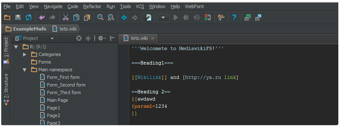 Mediawiki IDE based on mediawikifs and PhpStorm