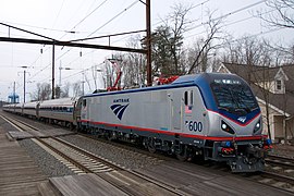 2014년 2월 8일 MD 오덴턴 부근에서 Amtrack ACS-64 600호 노스이스트 리저널 열차 152번 선도