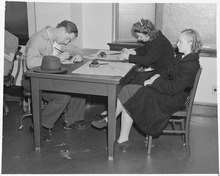 Oakland, California. Junior Employment Service. Filling out applications. The girls want part time work in domestic service. 1940
