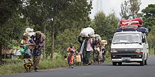 Population fleeing their villages due to fighting between FARDC and rebels groups, Sake North Kivu 30 April 2012 Opening ceremony of new PNC headquarters in Goma (7134901927).jpg