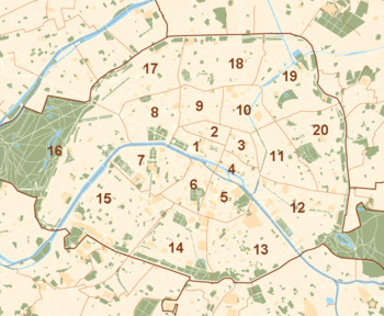 Carte des arrondissements parisien