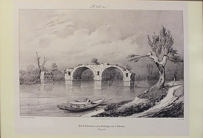 Le Pont d'Ambrussum, lithographie, Thierry frères, 1839.