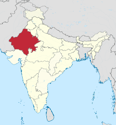 Localizacion de l'estat de Rajasthan en Índia