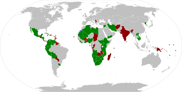 International recognition of the Sahrawi Arab Democratic Republic (SADR):
.mw-parser-output .legend{page-break-inside:avoid;break-inside:avoid-column}.mw-parser-output .legend-color{display:inline-block;min-width:1.25em;height:1.25em;line-height:1.25;margin:1px 0;text-align:center;border:1px solid black;background-color:transparent;color:black}.mw-parser-output .legend-text{}
SADR, as the territory it controls
States that currently recognize the SADR
States that have "withdrawn", "frozen" or "suspended" their recognition of the SADR Recognition of SADR.svg