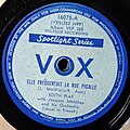 Label der US-Marke Vox, Lizenzpressung einer Edith-Piaf-Aufnahme der französischen Marke Polydor