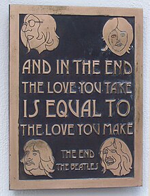 The Beatles The End final lyrics plaque.jpg