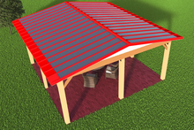 Thin film solar on standing seam metal roof gazebo 3D sketch Thing film solar on standing seam metal roof.webp