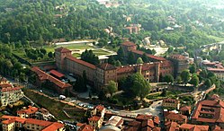 Vista aerea del castello di Moncalieri