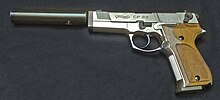 Walther CP 88 CO2 pistol with adapted silencer Walther CP88 Schall.jpg