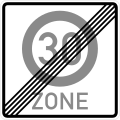 Zeichen 274.2-50 Ende der Zone mit zulässiger Höchstgeschwindigkeit 30 km/h