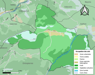 Carte en couleurs présentant l'occupation des sols.