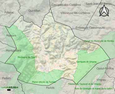 Carte des ZNIEFF de type 1 sur la commune.