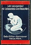 Från 1901 levererade Natura-Werk hälsokost till de 16 första tyska hälsokost-butikerna (reklammärke, 1920).