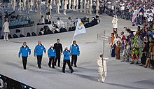 Photographie de l'entrée de la délégation chypriote lors de la cérémonie d'ouverture.