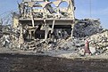 Durch die Explosion zerstörtes Gebäude in Mogadischu