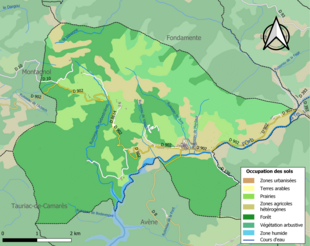 Carte en couleurs présentant l'occupation des sols.