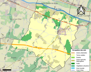 Carte en couleurs présentant l'occupation des sols.