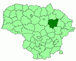 Location of Anykščiai district municipality within Lithuania