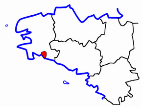 Kanton Concarneau na mapě regionu Bretaň