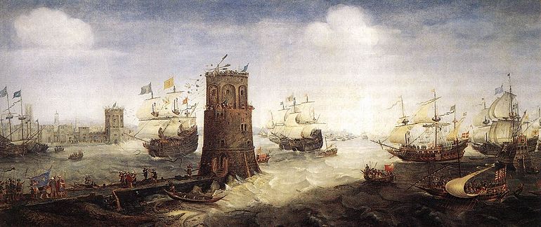 حصار دمیاط من قبل الأسطول الصلیبی والبیزنطی.