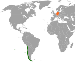 Карта с указанием местоположения Чили и Германии