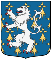 A Schleiden család címerének kék aranyhermelin alapja (en: Azure semy of ermine spots or)