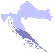 Mapa de Croàcia en què en destaca Dalmàcia
