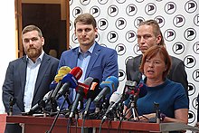 Czech Pirate Party MPs in 2019 Czech Pirate Party press conference 4 June 2019.jpg