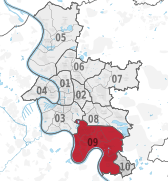 Lage des Stadtbezirks 9 in Düsseldorf