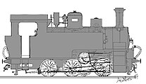 Disegno di una locomotiva R370 in servizio sulla linea