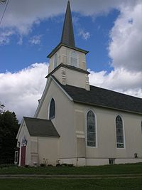 Лютеранская церковь Густава Адольфа в Новой Швеции, штат Мэн. Сентябрь 2014 г.
