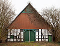 Vierständerhaus mit weißen Gefachen in Holtrup, Kreis Minden-Lübbecke