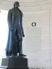 Rudulph Evans' statue of Jefferson with excerpts from the Declaration of Independence to the right
