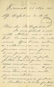 R. Fiset Lettre à Alphonse Desjardins 1885-11-21