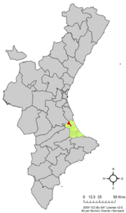 Localização do município de Benifairó de la Valldigna na Comunidade Valenciana