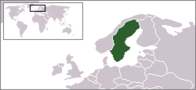 O hartă care arată localizarea Suediei