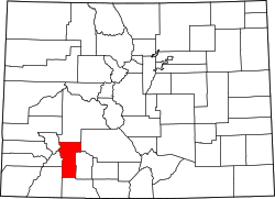 map of Colorado highlighting Hinsdale County