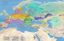Neolithic migrations c. 5000-4000 BC. The people of the Proto-Indo-European Sredny Stog culture were the result of a genetic admixture between the Eastern European hunter-gatherers and Caucasus hunter-gatherers. Map of Early Neolithic migrations.jpg