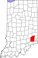リプリー郡の位置を示したインディアナ州の地図