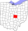 State map highlighting Licking County